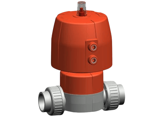 Pneumatically actuated PVC-C diaphragm valves
