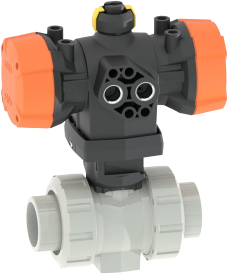 Pneumatically actuated PVC-C ball valves