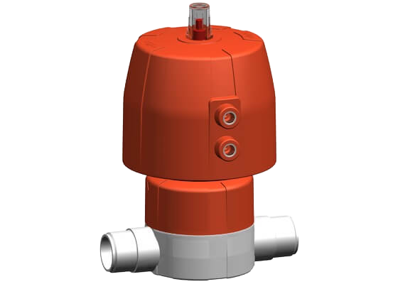 Diaphragm valve type DIASTAR 10 SYGEF Standard, FC (Fail safe to close), with socket fusion spigots metric