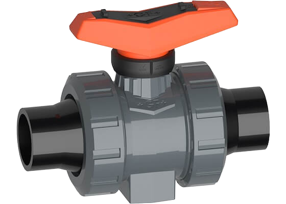 Ball valve type 546 Pro PVC-U, with mounting inserts, with butt fusion spigots PE100 SDR11 metric