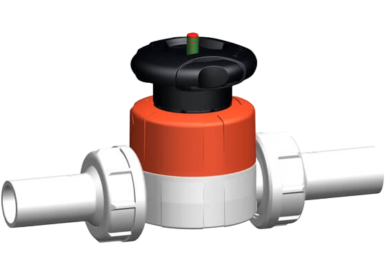 Diaphragm valve SYGEF Plus type 514, with butt fusion spigots metric, PN10