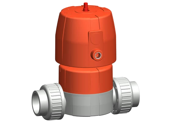 Diaphragm valve type DIASTAR 6 PVC-C, FC (Fail safe to close), Union with solvent cement sockets metric