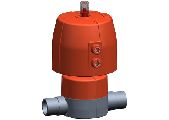 Diaphragm valve type DIASTAR 10 Plus ABS, FC (Fail safe to close), with solvent cement spigots metric