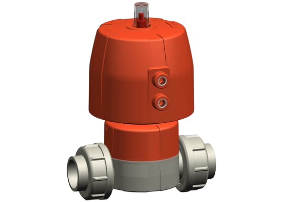 Diaphragm valve type DIASTAR 10 Plus PROGEF Standard, FC (Fail safe to close), Union with fusion sockets metric