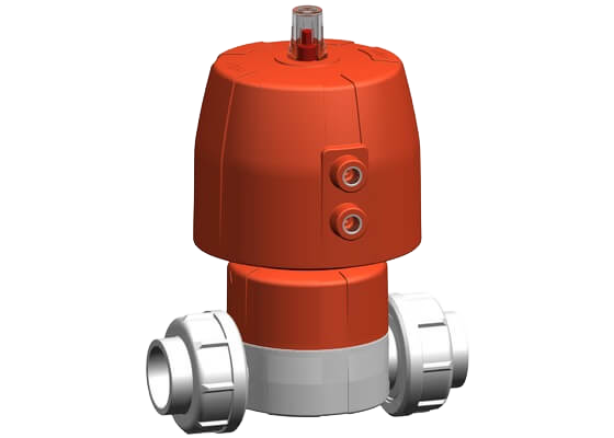 Diaphragm valve type DIASTAR 10 Plus SYGEF Standard, FC (Fail safe to close), Union with fusion sockets metric