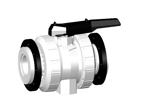 Ball valve type 546 Pro SYGEF Standard Silicone Free, with backing flanges  PP-st metric