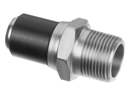 ELGEF Plus Transition adapter PE/steel (1.4305), Male thread R