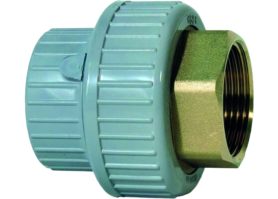 Adaptor union PVC-C/brass, metric, Rp thread