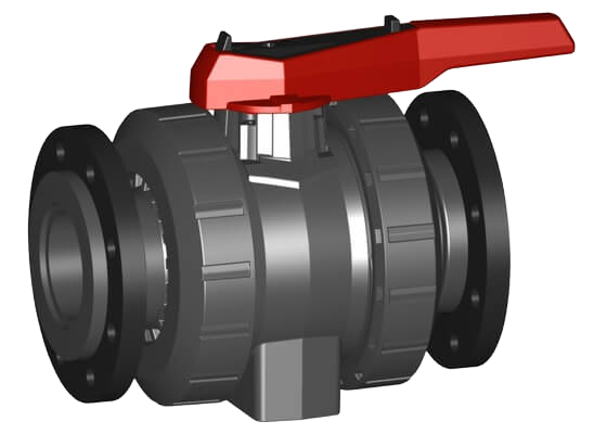Ball valve type 546 Pro PVC-U, with backing flanges PP-st metric