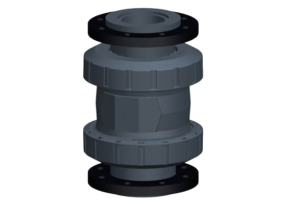 Check valve type 562 PVC-U, with backing flanges PP-st metric