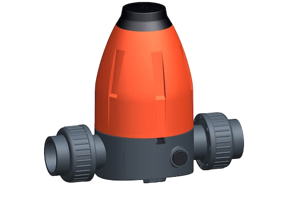 Pressure retaining valve type 586 PVC-U, Union with solvent cement sockets, without manometer