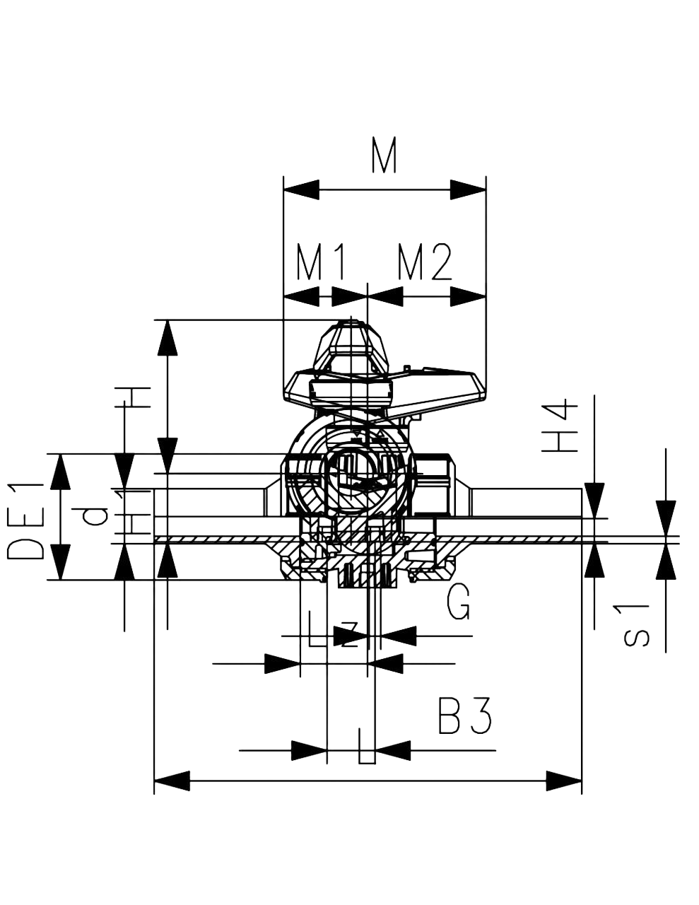 Ball valve type 546 Pro PROGEF Standard, with butt fusion spigots long PE100 PE100, SDR17.6 metric