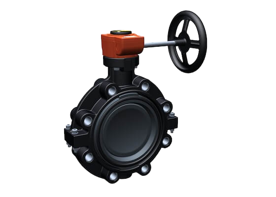 Butterfly valve type 578 PVC-U, reduction gear with handwheel