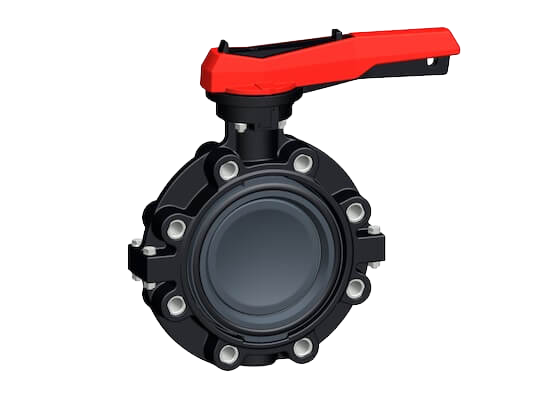 Butterfly valve type 578 PVC-U, hand lever with ratchet settings