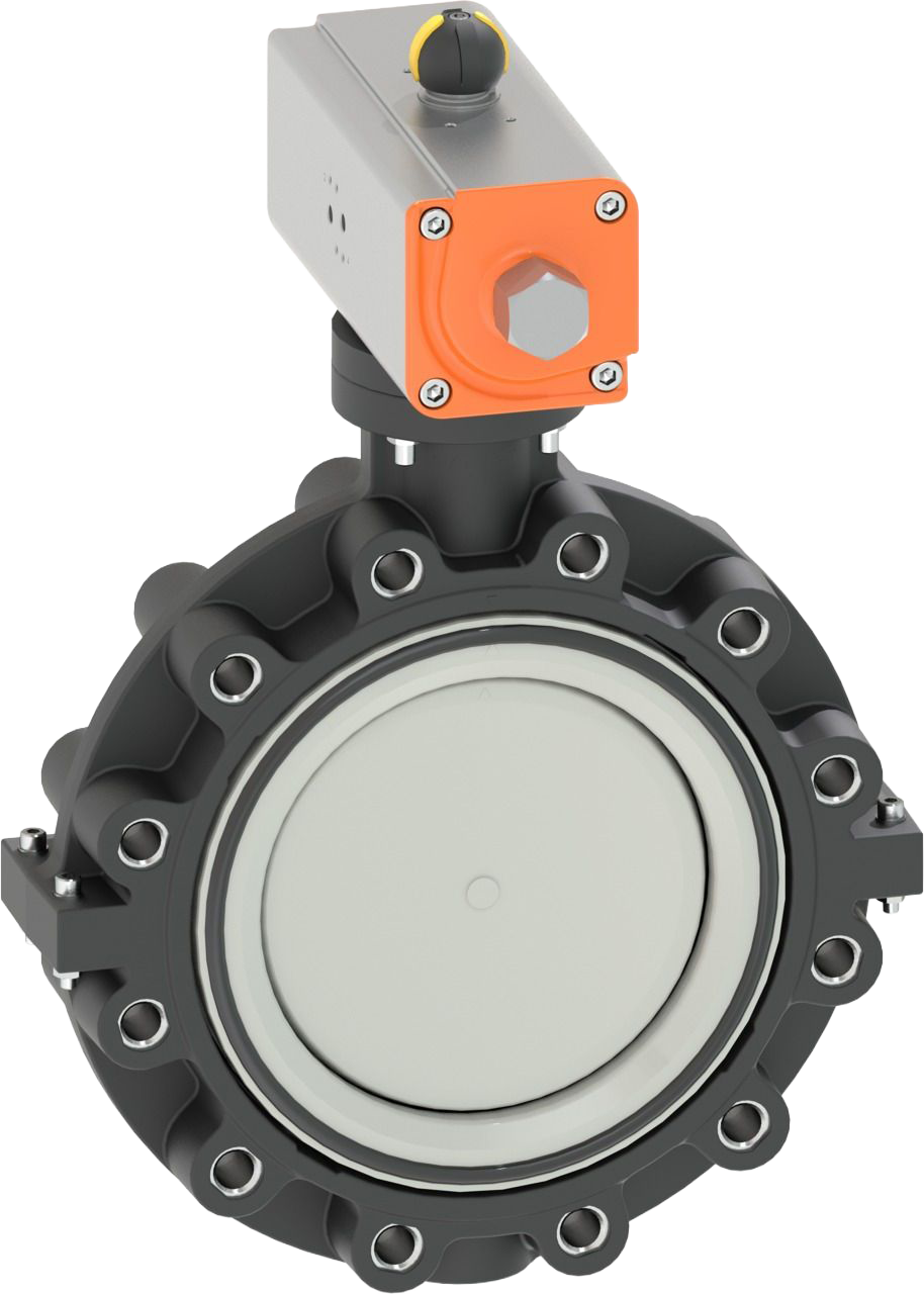 Butterfly valve type 243 PVC-C, DA (Double acting), without manual override