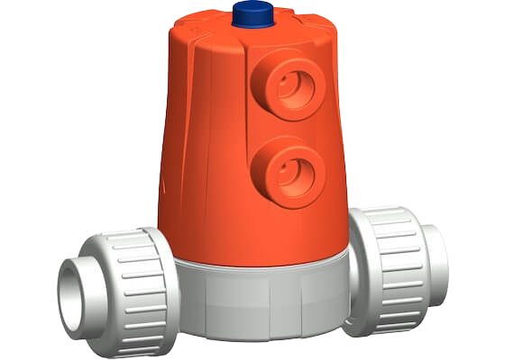 Diaphragm valve type 604 PVC-C, Union with solvent cement sockets metric