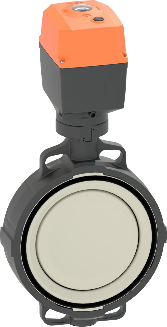 PROGEF Standard Wafer-style intermediate installation butterfly valve type 145 With electric actuator 230V Without manual override Flange standard metric/ANSI/BS/JIS