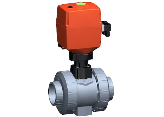 Ball valve type 179 ABS, 100-230 V, with solvent cement sockets metric
