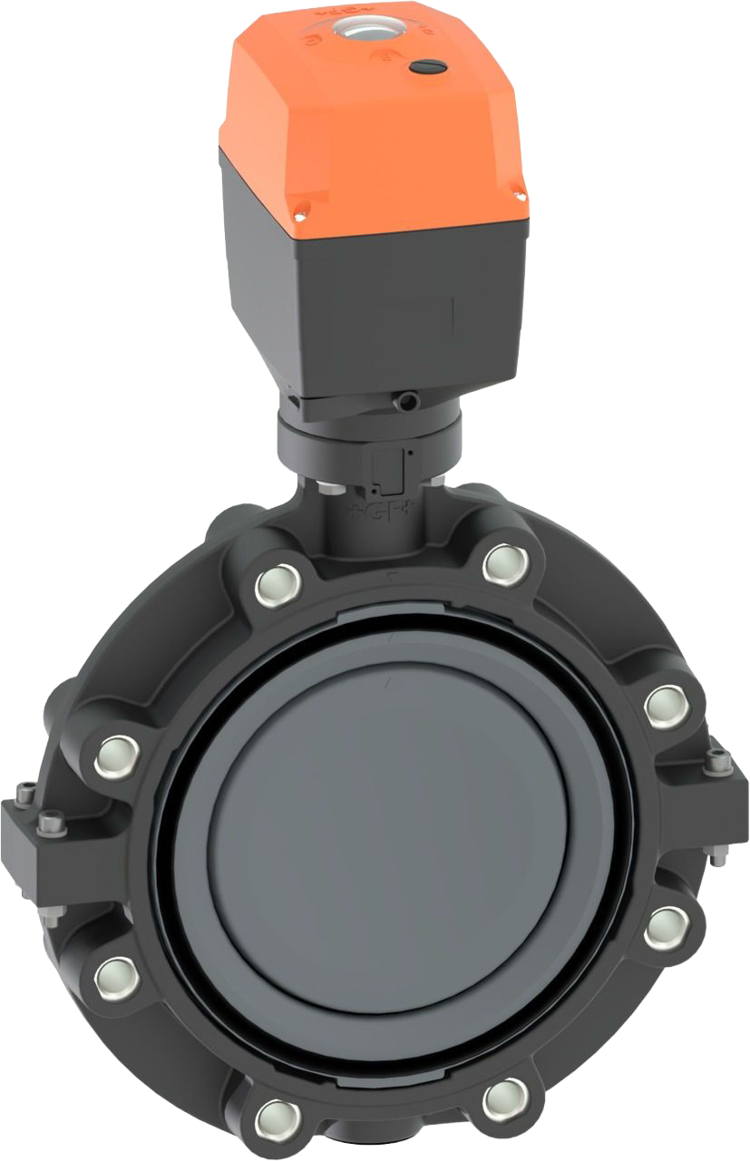 Lug-Style end installation butterfly valve type 146 PVC-U With electric actuator 24V Without manual override Flange standard metric