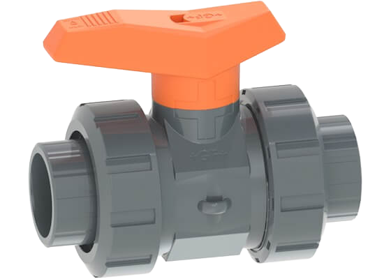 Ball valve type 542 PVC-U, with solvent cement sockets metric