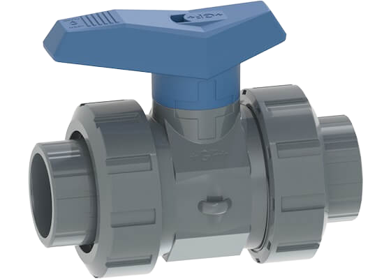 Ball valve type 542 PVC-U, with solvent cement sockets metric