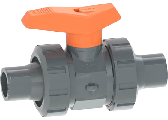 Ball valve type 542 PVC-U, with solvent cement spigots metric