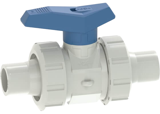 Ball valve type 542 PVC-C, with solvent cement spigots metric