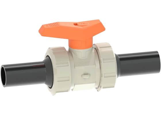 Ball valve type 542 PP-H, with butt fusion spigots long PE100 SDR11 metric
