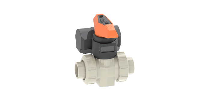 Ball valve type 546 Pro PROGEF Standard, with manual spring return unit, with fusion sockets metric