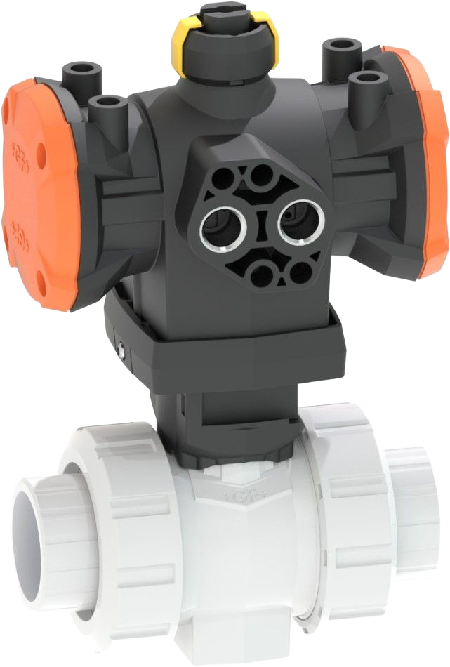 SYGEF Standard, PVDF Kugelhahn Typ 546 Pro with PPA/Funktion DA (Doppelt wirkend)/Mit Schweissmuffen metrisch