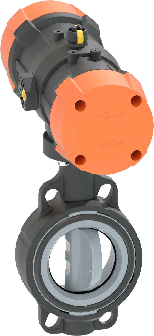 Wafer-style intermediate installation butterfly valve type 240 ABS  FO (Fail safe to open) Flange standard metric