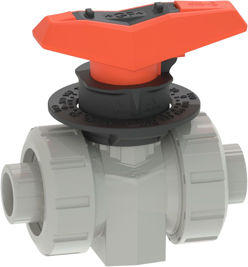 Kugelhahn Typ 523 Pro PVC-U  Mit Klebemuffen Zoll ASTM Inklusiv 2 Gewindemuffen NPT