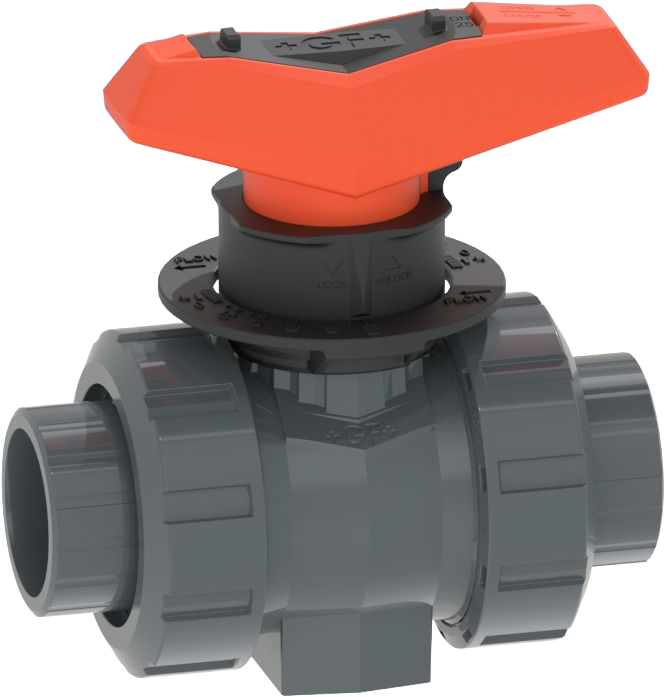 Linear ball valve type 546 Pro PVC-U  With solvent cement sockets metric