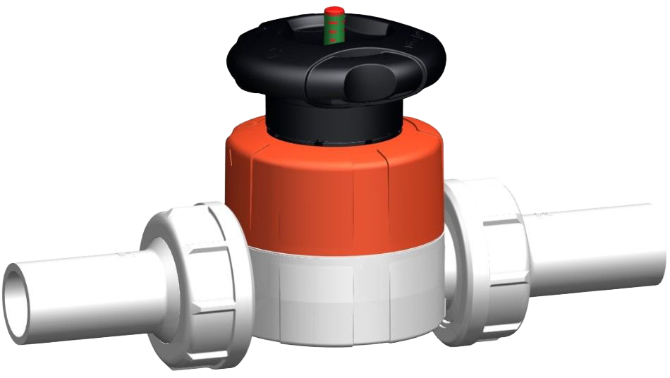 SYGEF Standard Diaphragm valve type 514  With / ECTFE butt fusion spigots (IR) metric