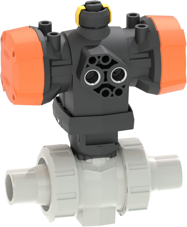 PVC-C Ball valve type 546 Pro with PPA  FO (Fail safe to open) / With solvent cement spigots / PVC-C / ISO / Without manual override 5.6 bar control pressure