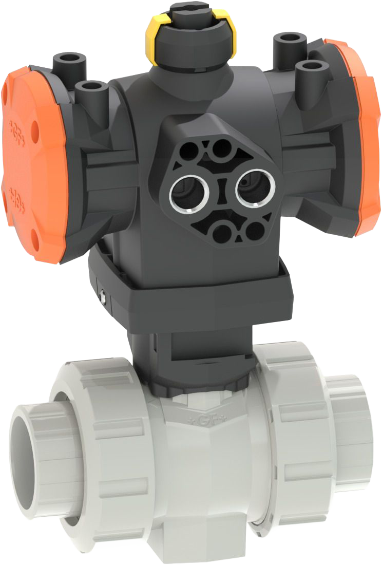 PVC-C Ball valve type 546 Pro with PPA  DA (Double / Acting) / With solvent cement sockets / PVC-C / ASTM / Without manual override 5.6 bar control pressure