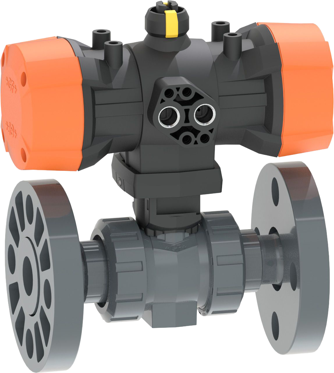 PVC-U Ball valve type 546 Pro with PPA  FC (Fail safe to close) / With backing flanges / PVC-U / ASME / Without manual override 5.6 bar control pressure