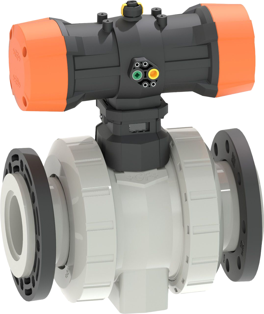 PVC-C Ball valve type 546 Pro with PPA  FC (Fail safe to close) / With backing flanges / PP-St / ASME with / PVC-C / Without manual override 5.6 bar control pressure