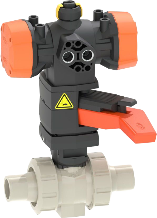 PROGEF Standard PP-H Ball valve type 546 Pro with PPA  FC (Fail safe to close) / With manual override / With butt fusion spigots / IR / SDR 11  4.2 bar control pressure