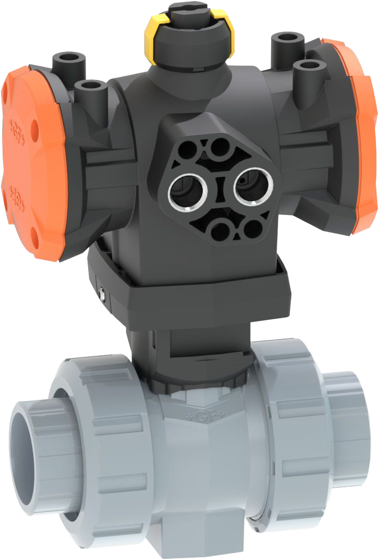 ABS Ball valve type 546 Pro with PPA  DA (Double / Acting) / With solvent cement sockets / ABS / ISO / Without manual override 5.6 bar control pressure