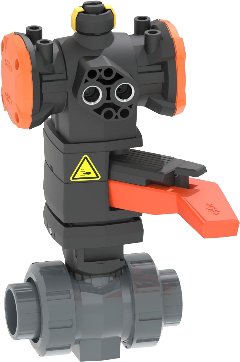 PVC-U Ball valve type 546 Pro with PPA  DA (Double / Acting) / With solvent cement sockets / PVC-U / BS / With manual override