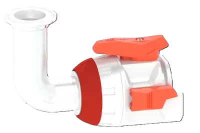 Quick Connect Valve 700 (QC7) Swiveled end-connection: 90° Elbow with sanitary clamp 1"