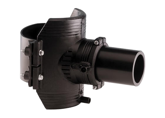 ELGEF Plus Spigot saddle PE100 with cutter