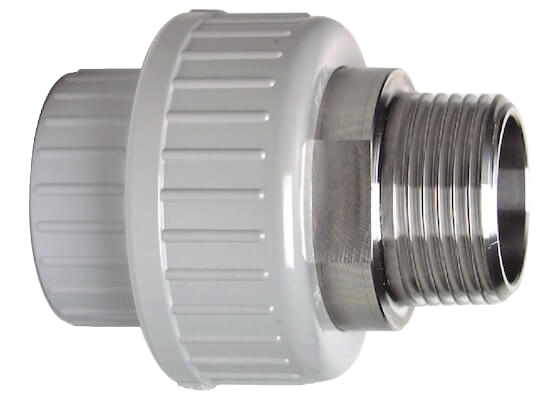 Přechodové šroubení PVC-C/nerezová ocel metric, R závit
