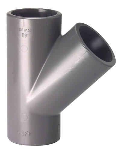 Tee 45° PVC-U, metric