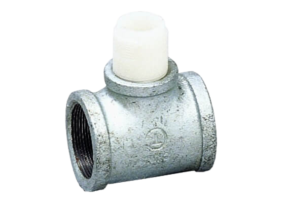 Galvanized Iron Threaded Tee with NPT Threads and PVDF insert