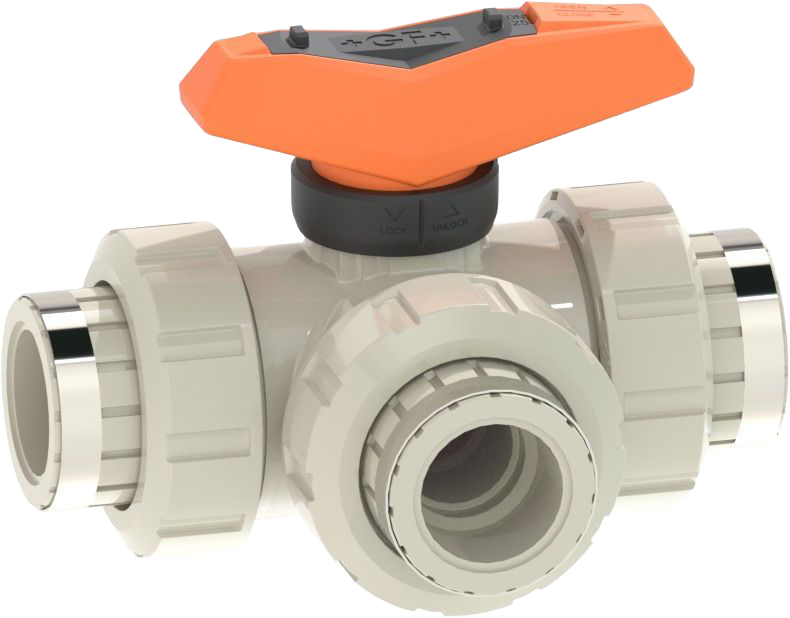 PROGEF Standard 3-Way ball valve type 543 Pro  Horizontal/T-port / With threaded sockets reinforced / NPT