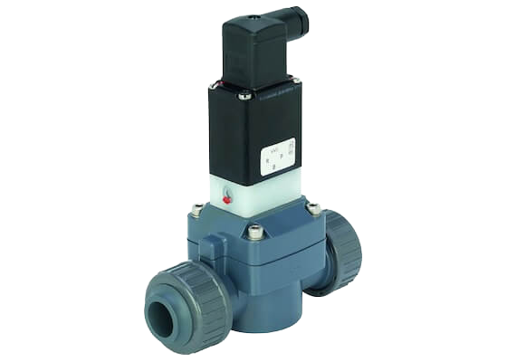 Solenoid valve type 165 PVC-U, straight-through valve 2/2 ways/24V DC