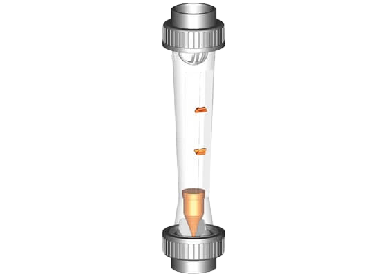 Variable area flow meter type 350, float in PVDF without magnet/with solvent cement sockets PVC-U metric