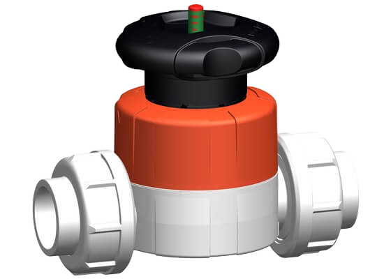 Diaphragm valve type 514 SYGEF Standard, Union with fusion sockets metric